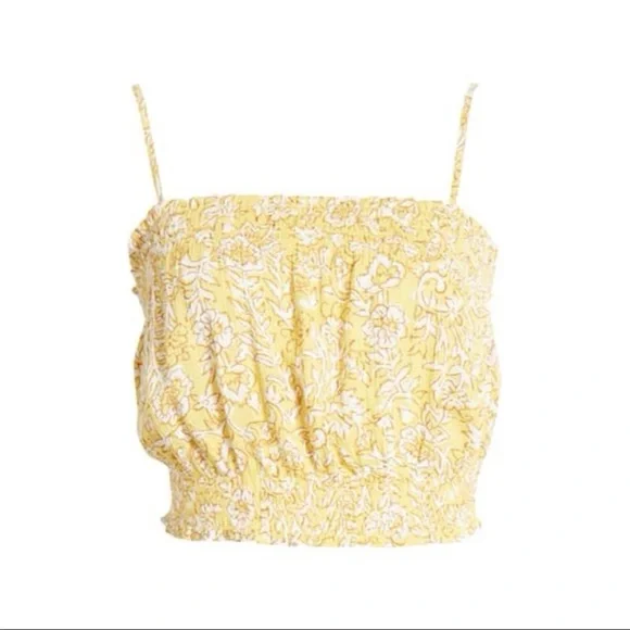 Billabong Straight Seas Floral Print Crop Top Yellow Size Large NWT - Picture 8 of 8